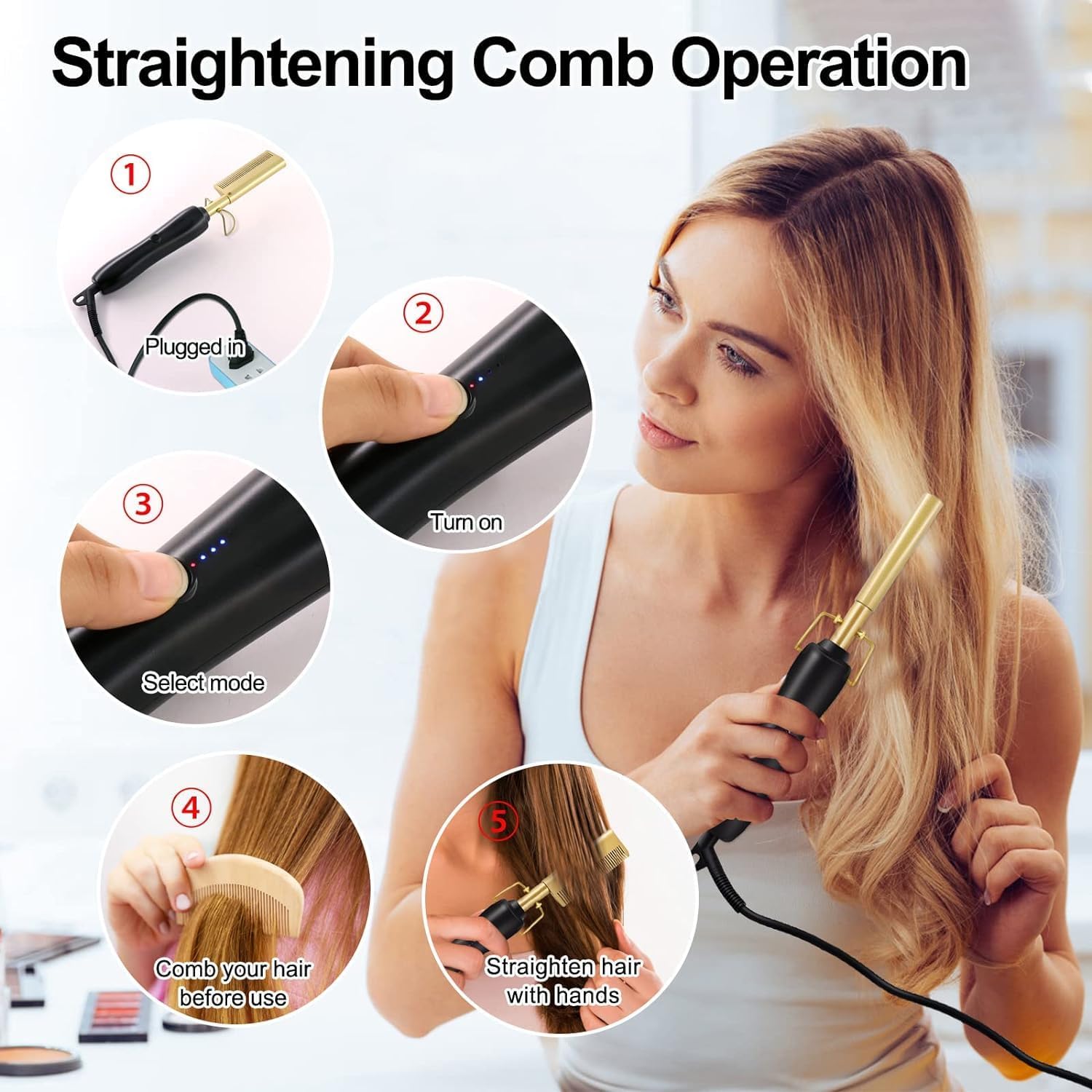 2-in-1 Hot Comb Straightener