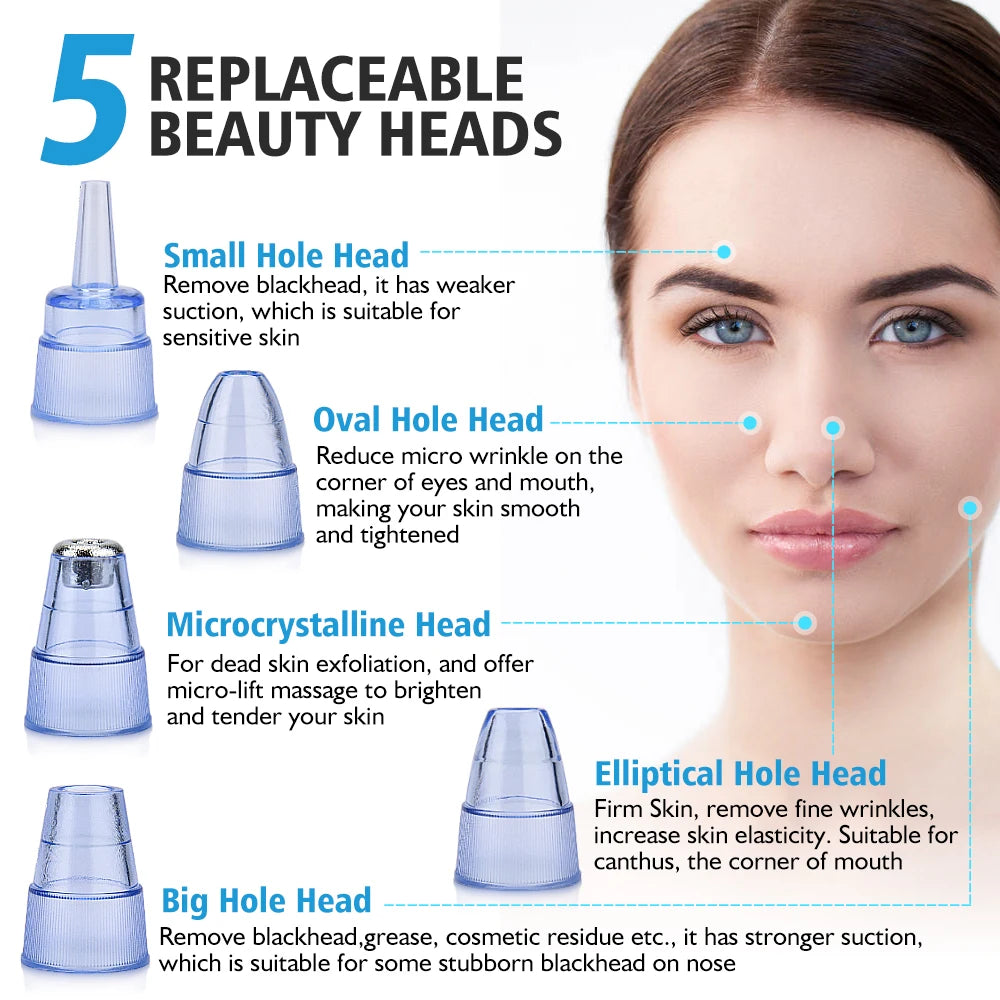 Vacuum Blackhead Removal Facial Cleansing Black Spots Suction Acne Pimple Remover Beauty Instrument USB Charge Skincare Tools